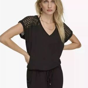 Calvin Klein Crochet-Shoulder Tunic Cover Up sz Small